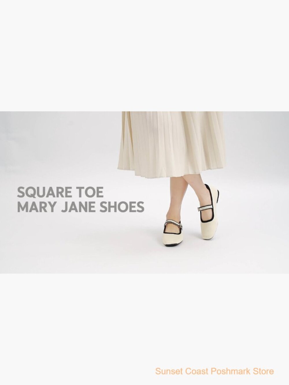 Square Toe Mary Jane Ballet Flats Adjustable Straps Arch Support - Picture 7 of 7